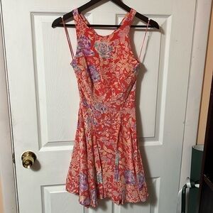 Yumi Kim orange floral cross back mini dress - size XS​​